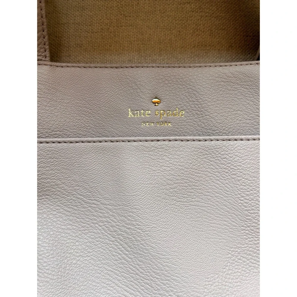 Kate Spade Lita Street Andrea Tote Bag Grey Yellow Colorblock Faux Leather EUC